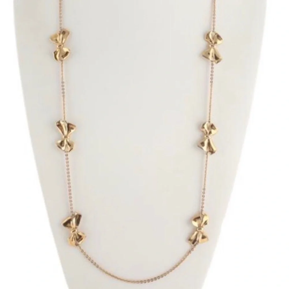 JCrew gold long bow necklace - Picture 1 of 3